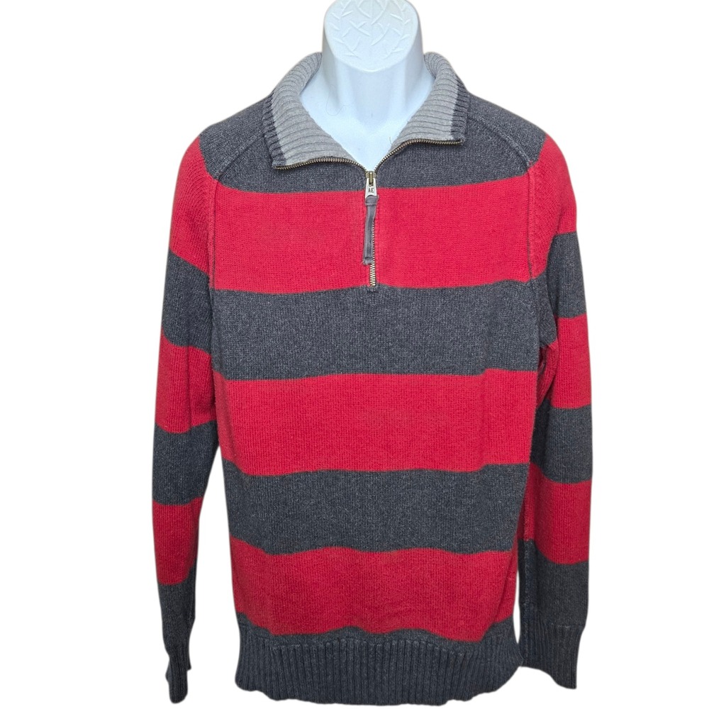 American Eagle Mens Preppy Half Zip Sweater Y2K Academia Size Large‎ Mock Neck